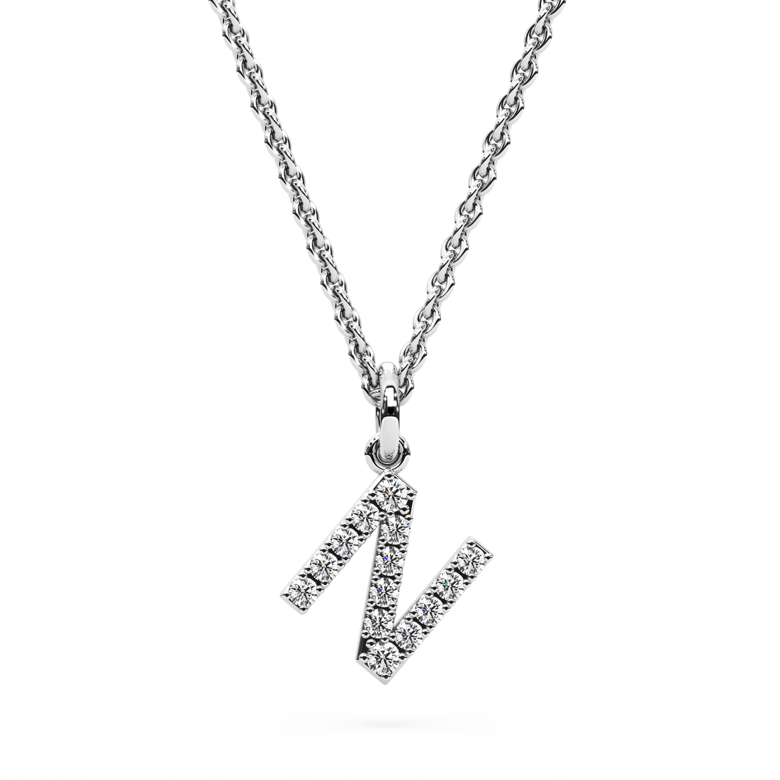 &quot;N&quot; Diamond Initial Pendant - 10mm