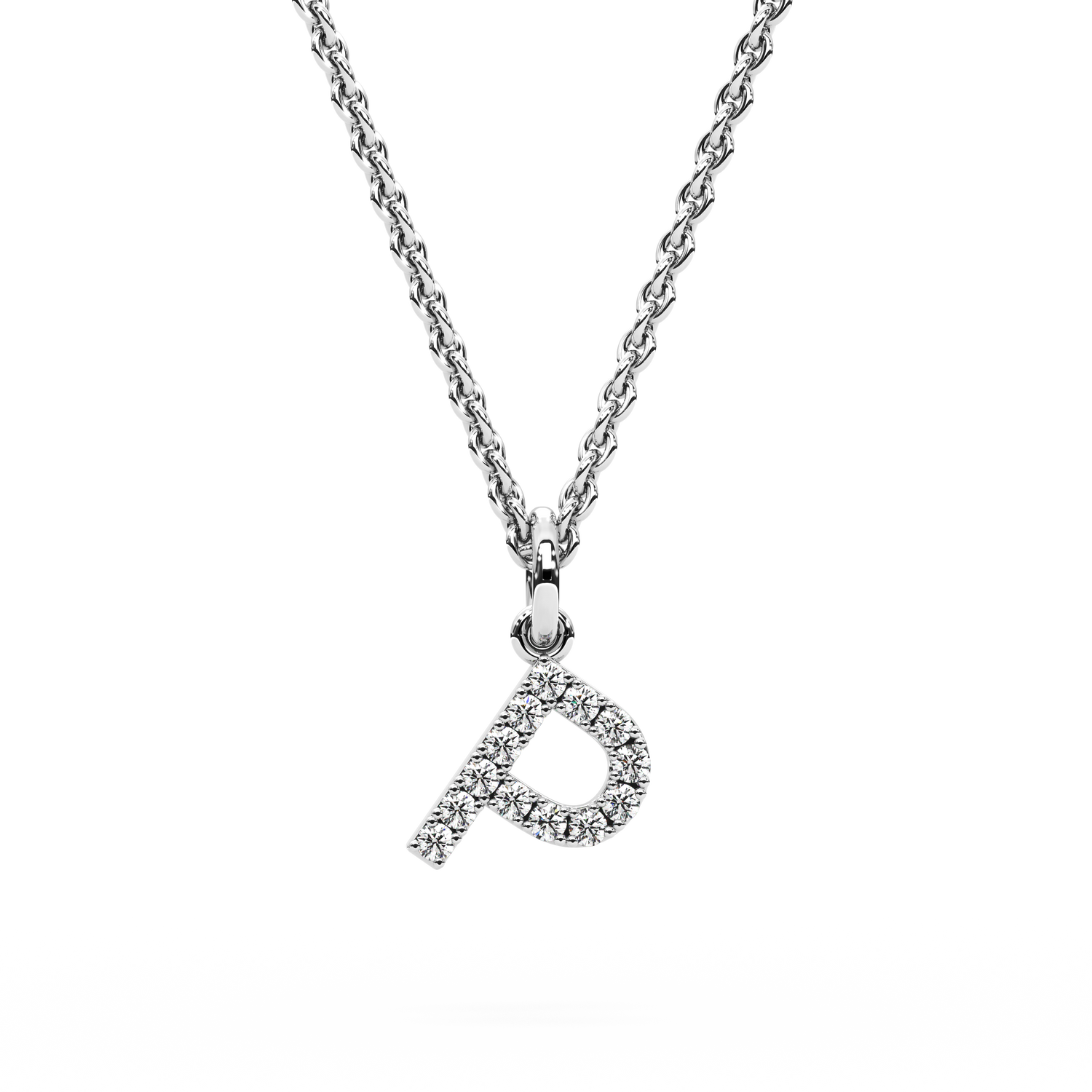 &quot;P&quot; Diamond Initial Pendant - 10mm