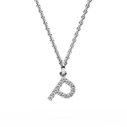 &quot;P&quot; Diamond Initial Pendant - 10mm