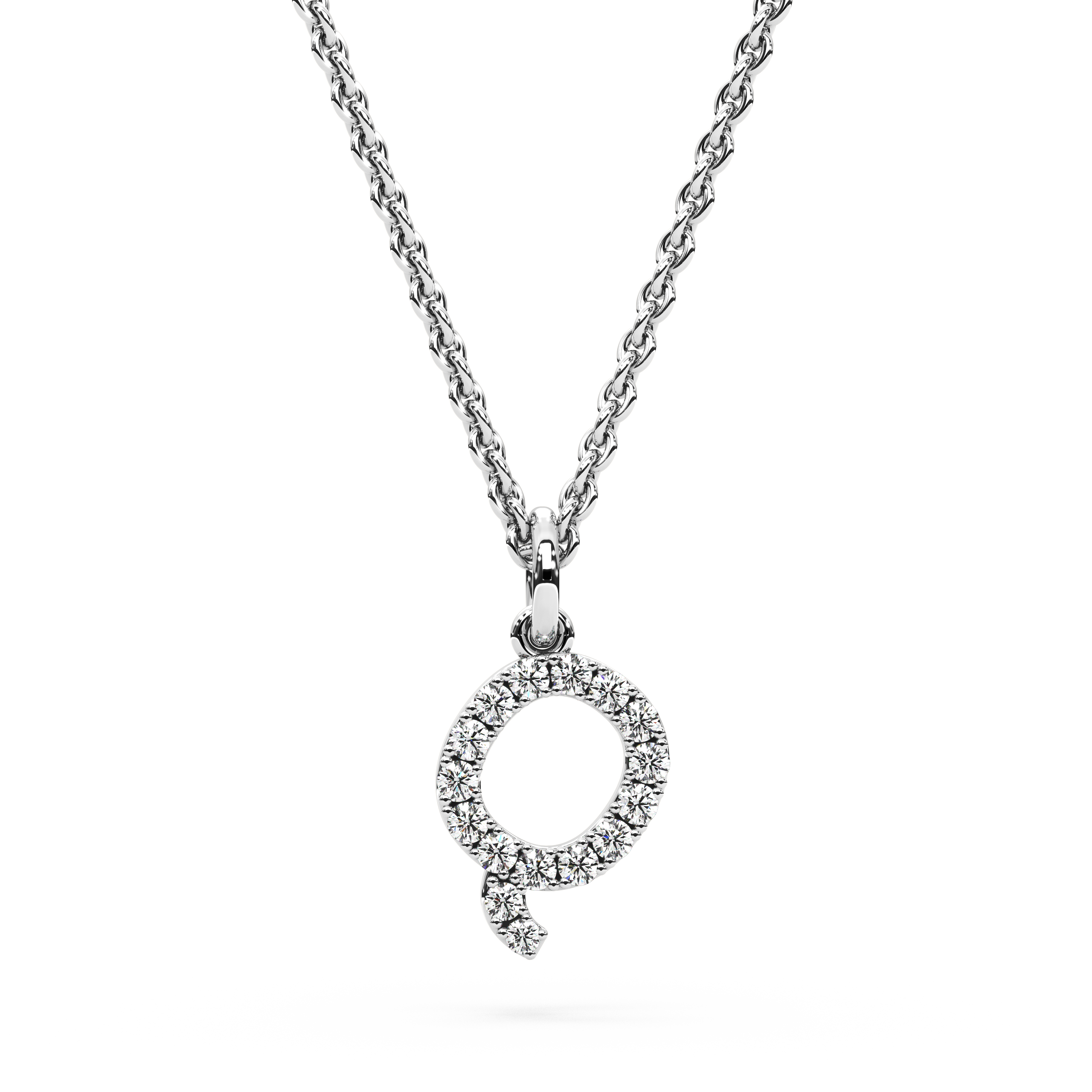 "Q" Diamond Initial Pendant