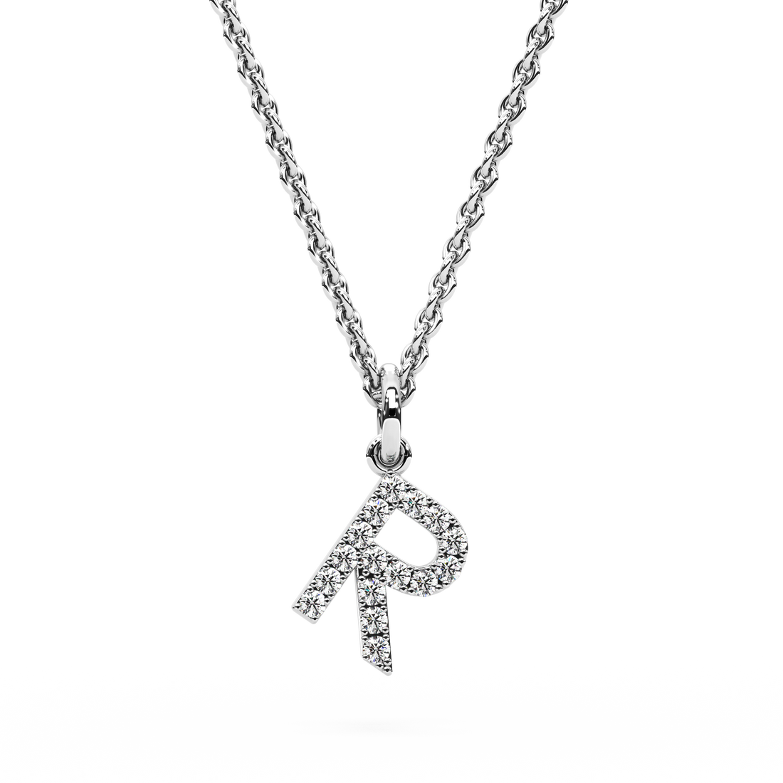 &quot;R&quot; Diamond Initial Pendant - 10mm