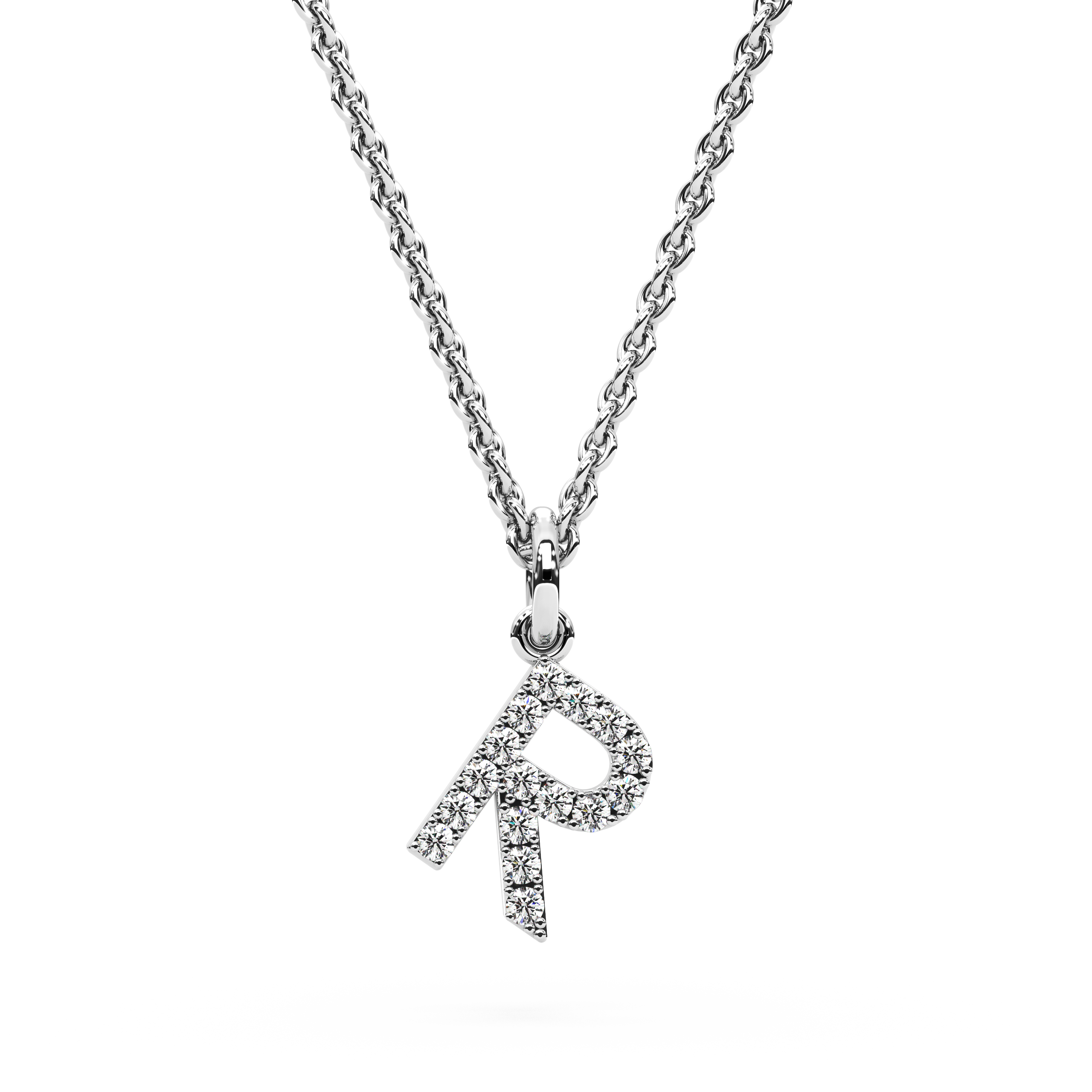 "R" Diamond Initial Pendant