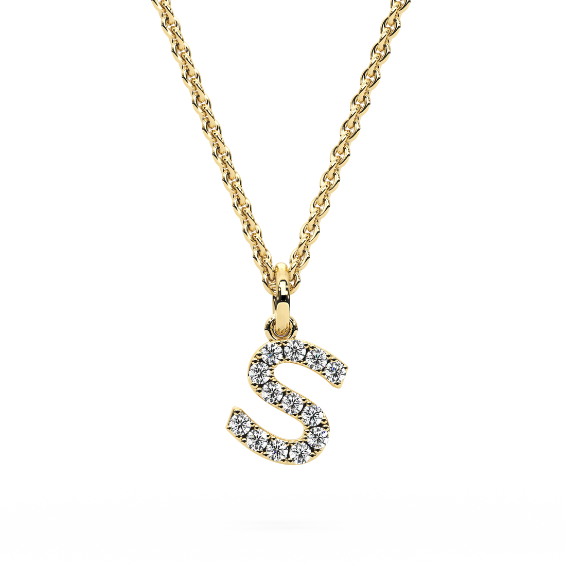 &quot;S&quot; Diamond Initial Pendant - 10mm