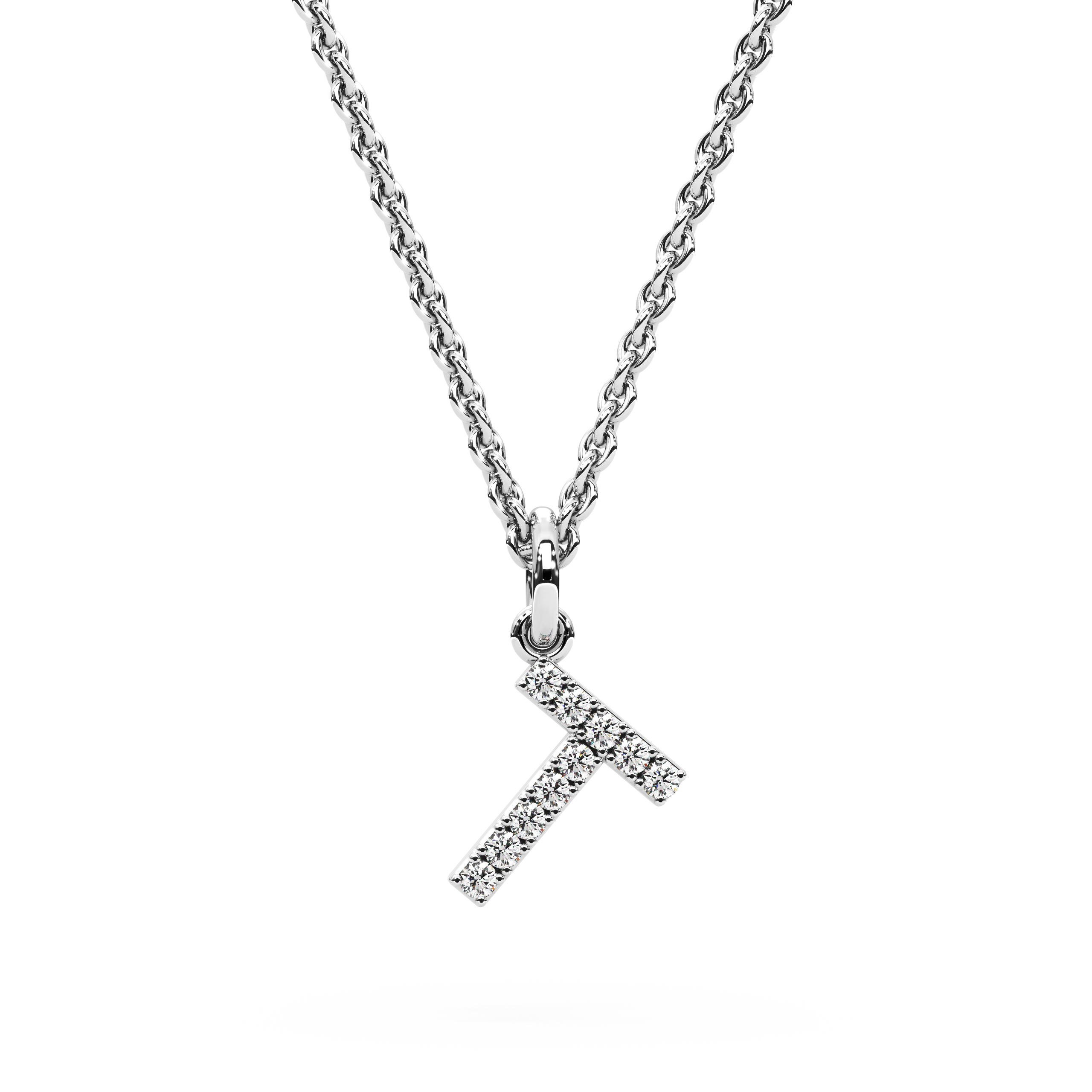 "T" Diamond Initial Pendant
