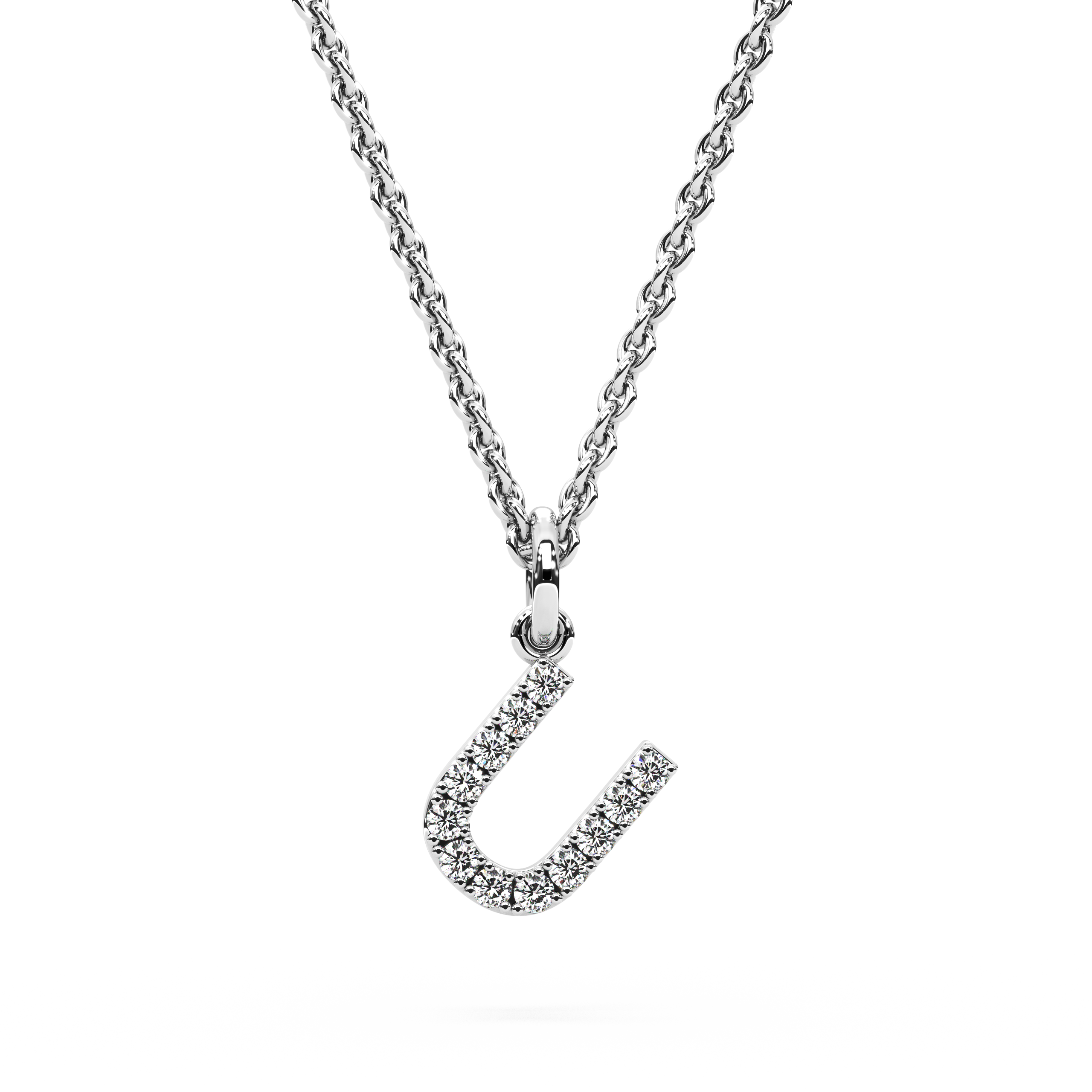 "U" Diamond Initial Pendant