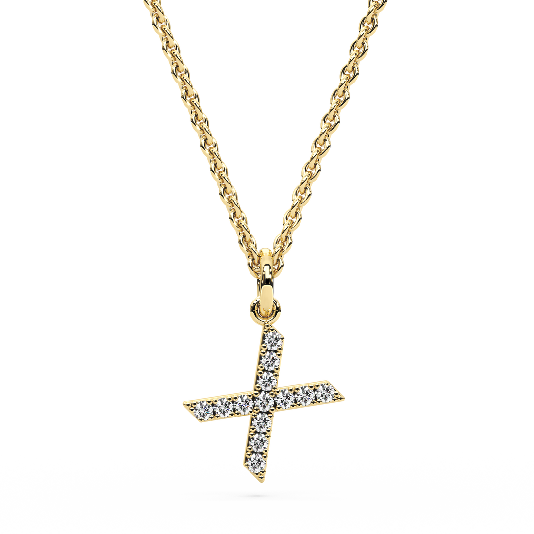 &quot;X&quot; Diamond Initial Pendant