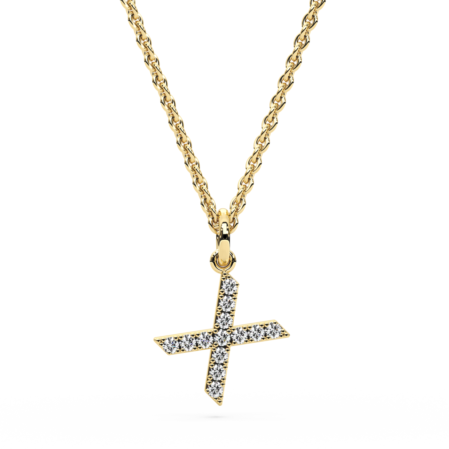 &quot;X&quot; Diamond Initial Pendant