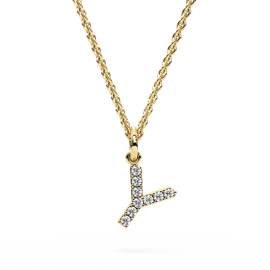 &quot;Y&quot; Diamond Initial Pendant - 10mm