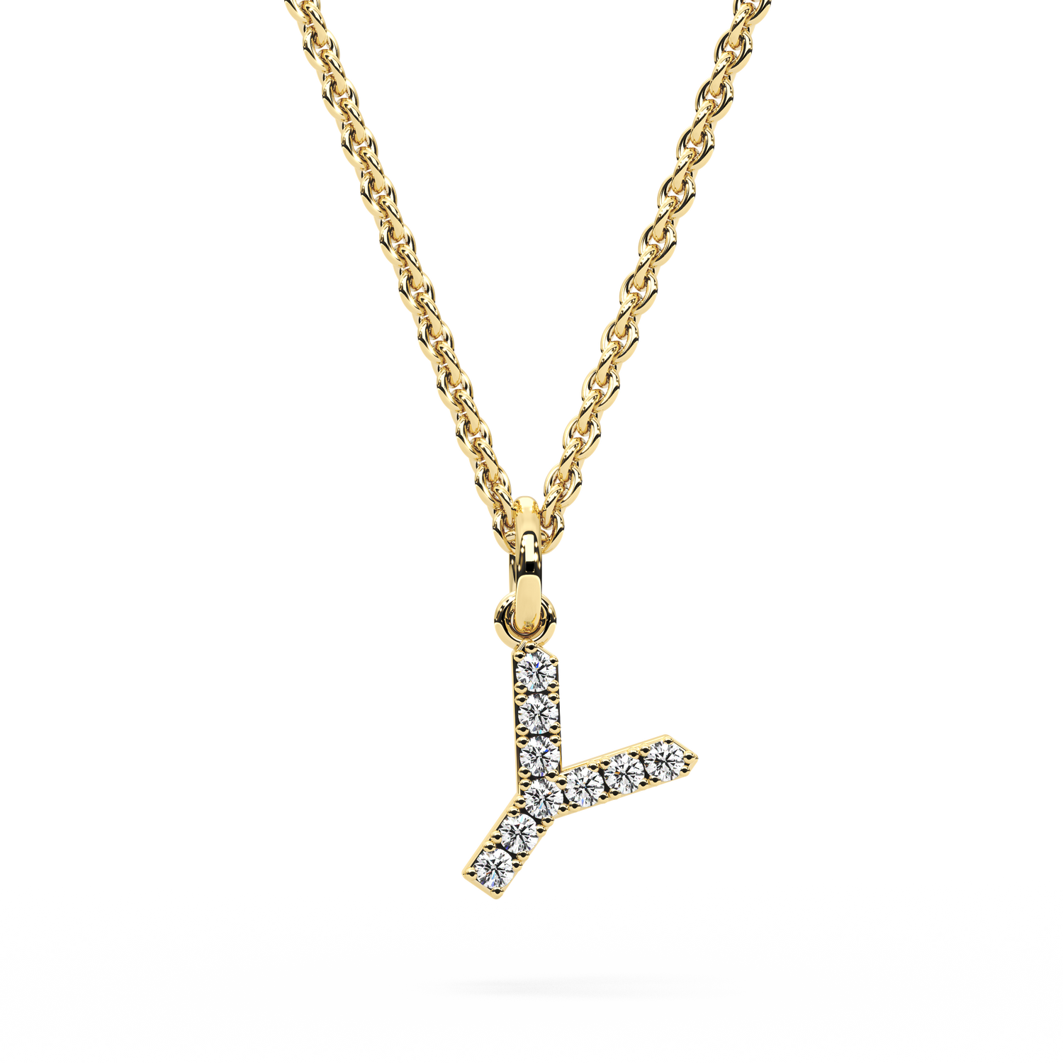 &quot;Y&quot; Diamond Initial Pendant - 10mm