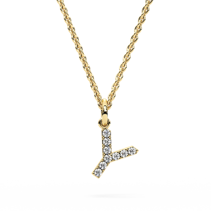 &quot;Y&quot; Diamond Initial Pendant - 10mm