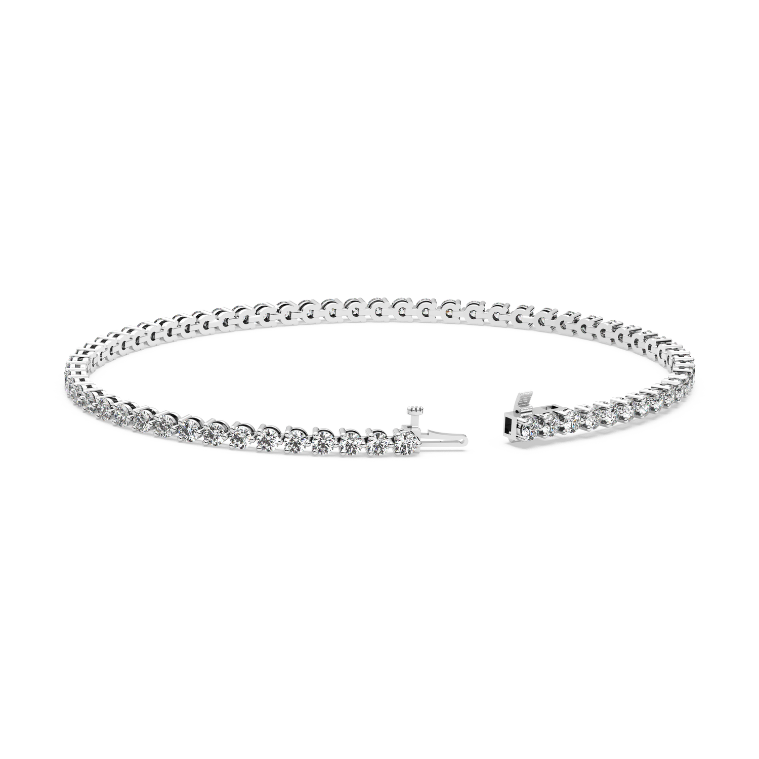 Three-Prong Diamond Tennis Bracelet (3.1 TCW)