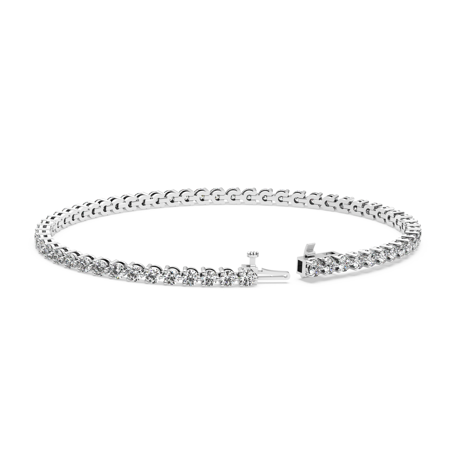 Three-Prong Diamond Tennis Bracelet (4.125 TCW)