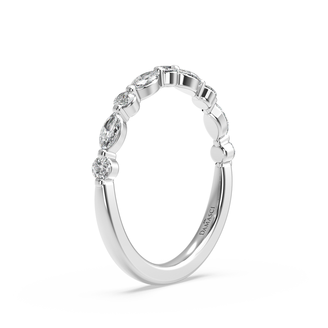 Marquise-Round Single Prong Wedding Ring