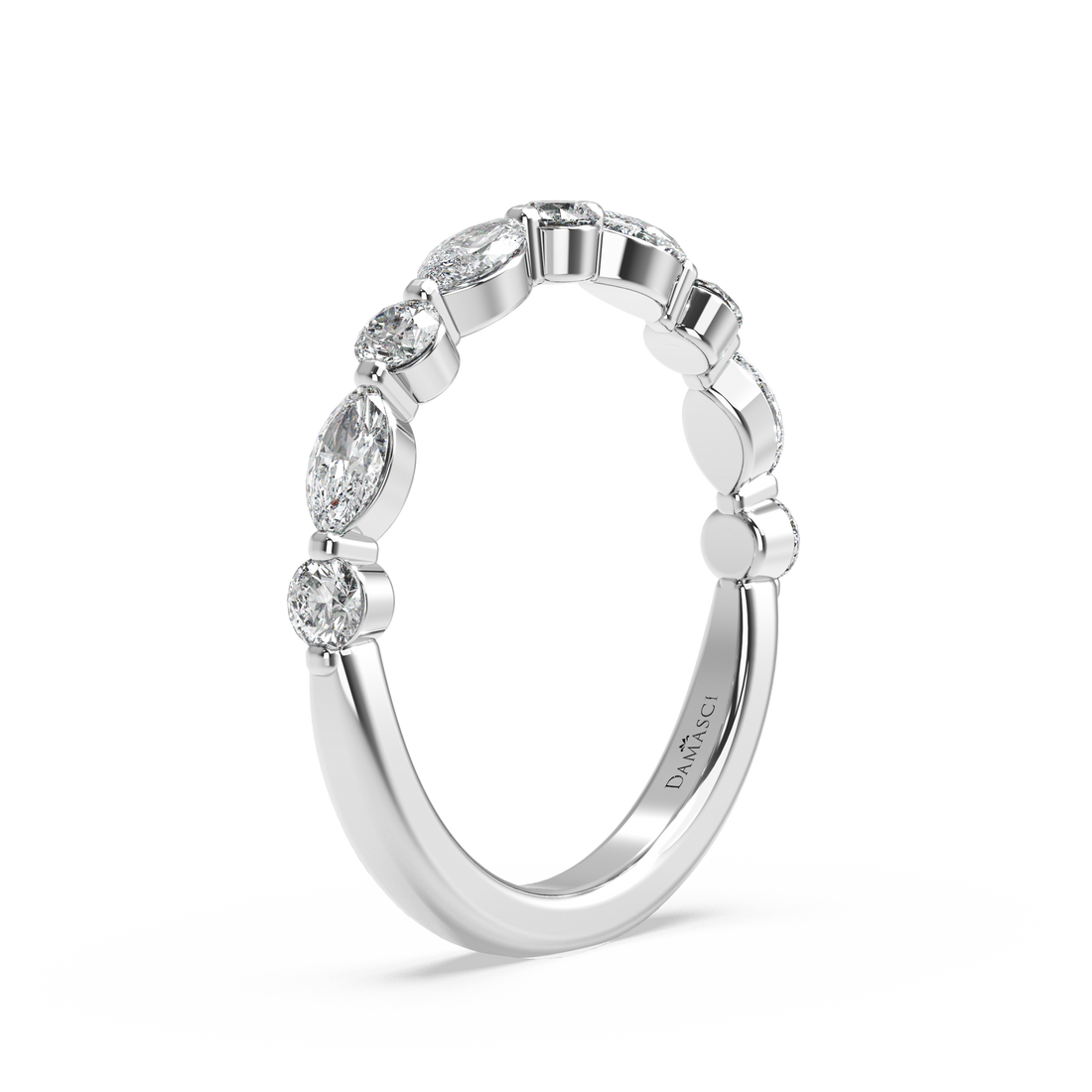 Marquise-Round Single Prong Wedding Ring