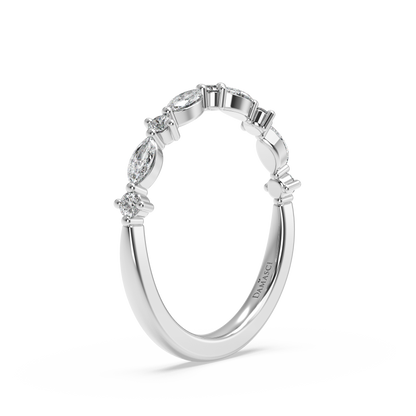 Alternating Marquise-Round in Prong Setting Wedding Ring (0.30 T.C.W)
