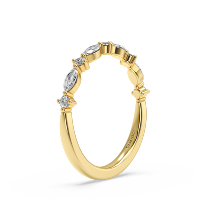 Alternating Marquise-Round in Prong Setting Wedding Ring (0.30 T.C.W)