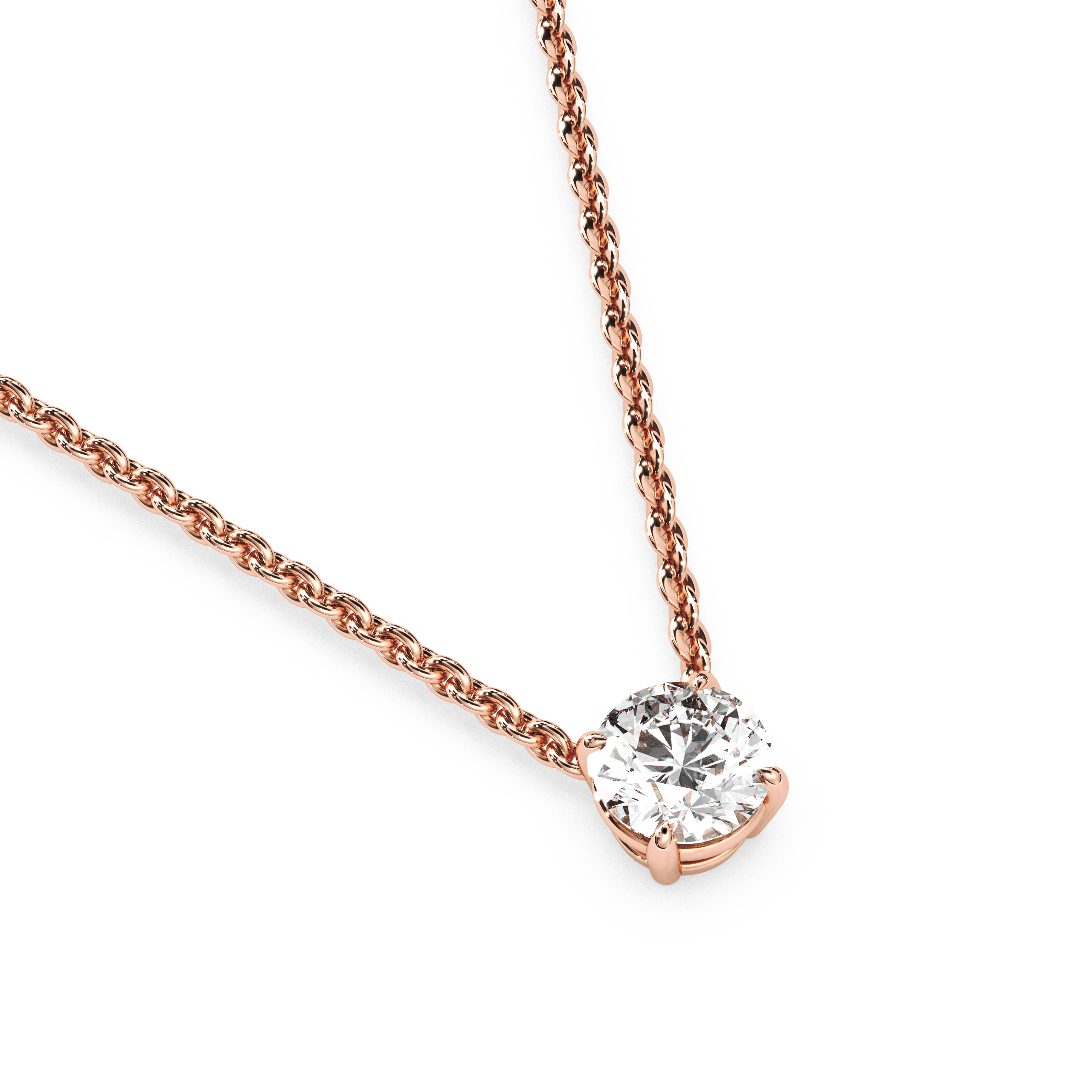 Solitaire Round Diamond Pendant (18 Inch / 0.5 TCW)