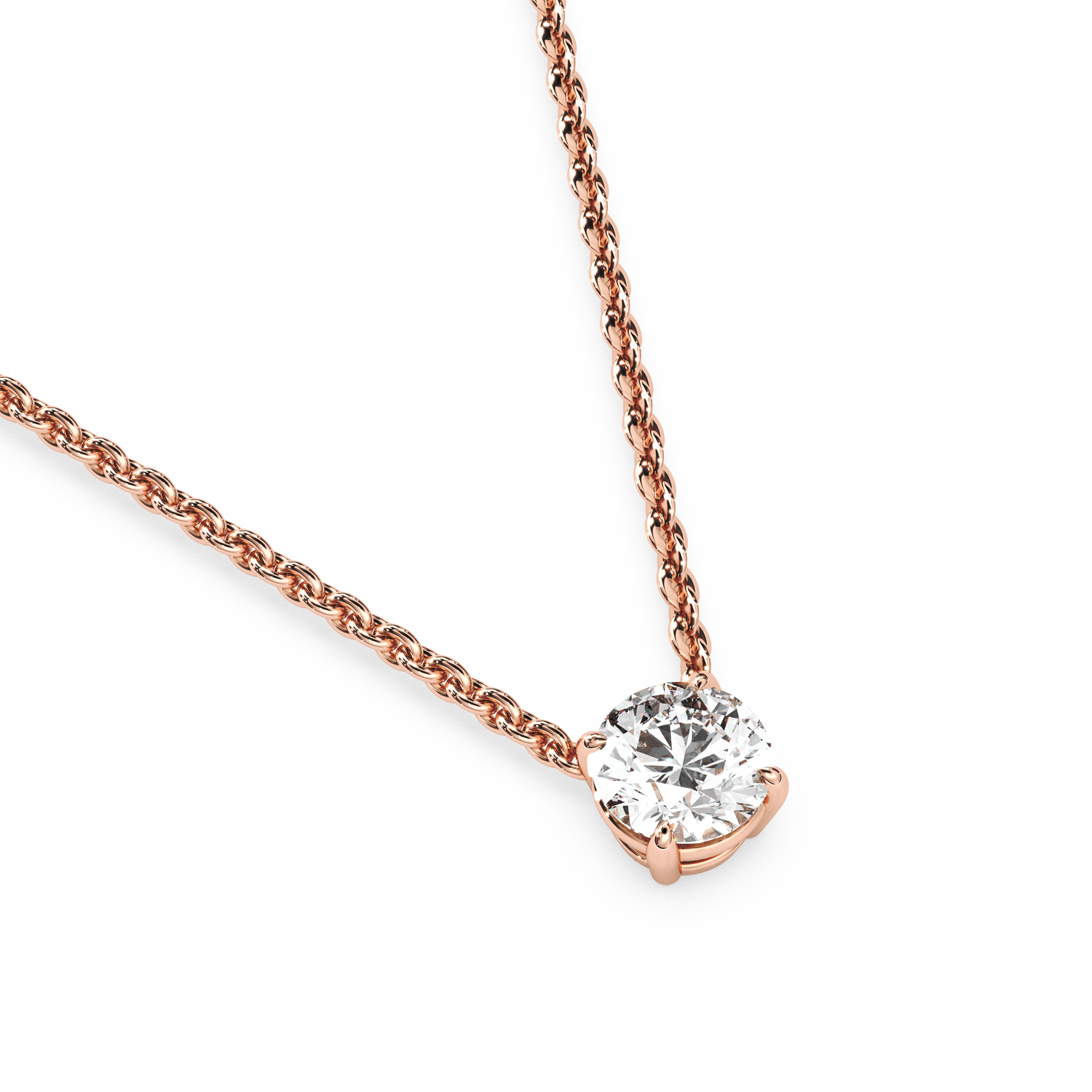 Solitaire Round Diamond Pendant (16 Inch / 0.5 TCW)