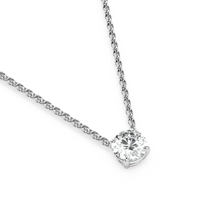 Solitaire Round Diamond Pendant (18 Inch / 0.5 TCW)