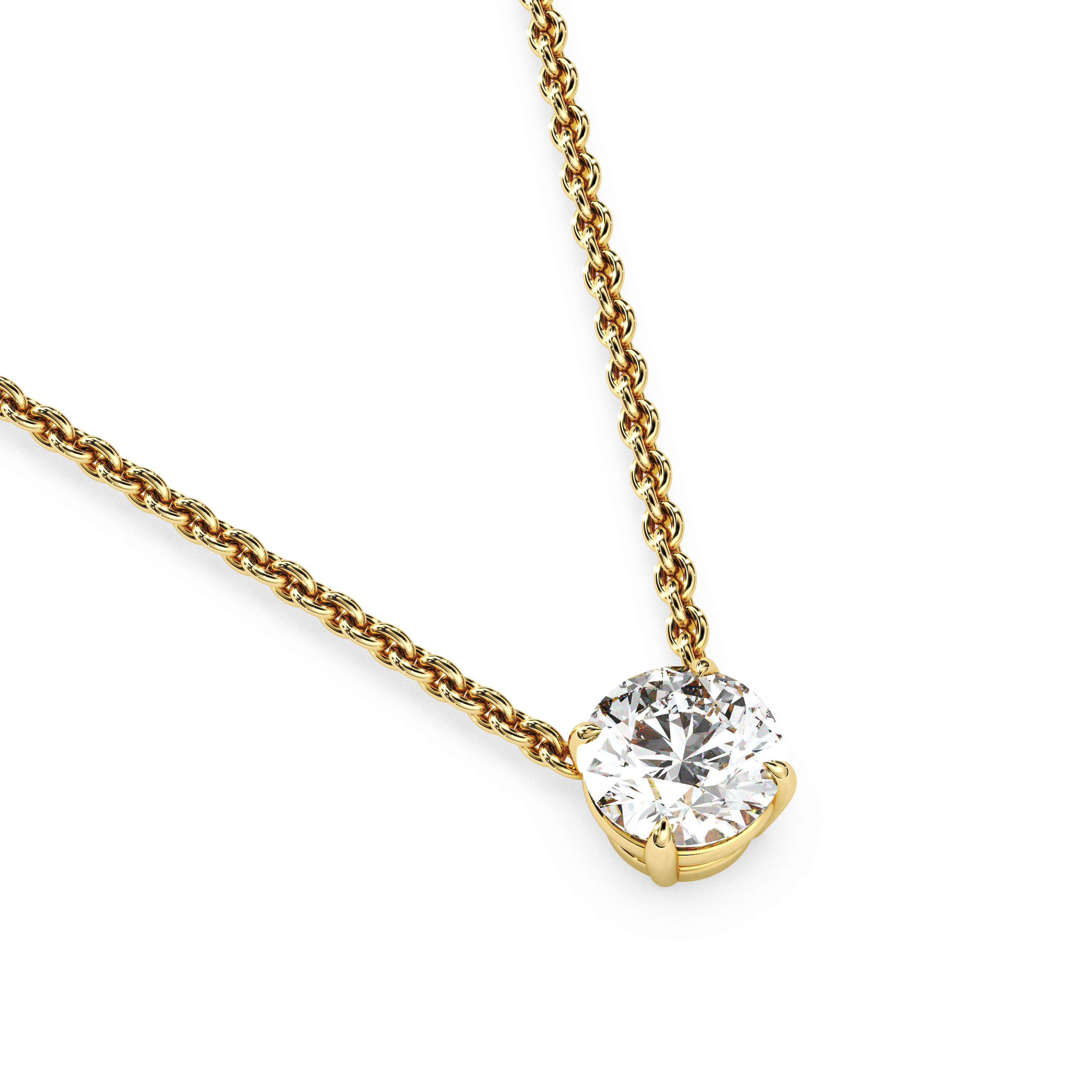 Solitaire Round Diamond Pendant (18 Inch / 0.75 TCW)