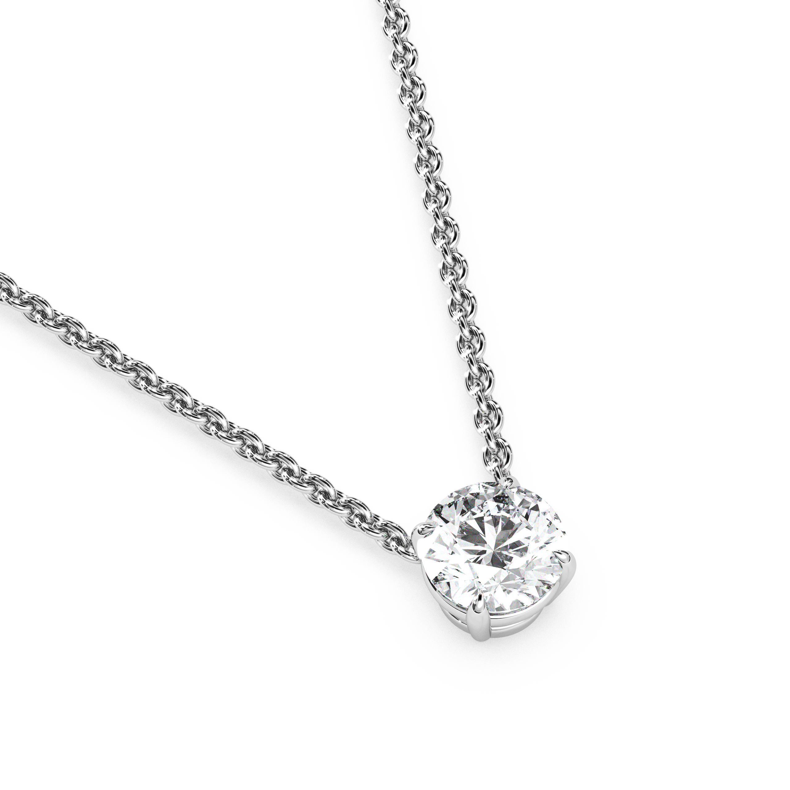 Solitaire Round Diamond Pendant (18 Inch / 0.75 TCW)