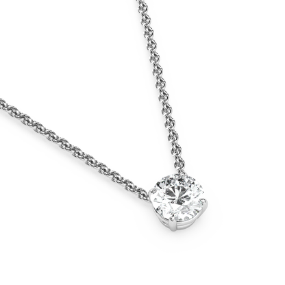 Solitaire Round Diamond Pendant (18 Inch / 0.75 TCW)