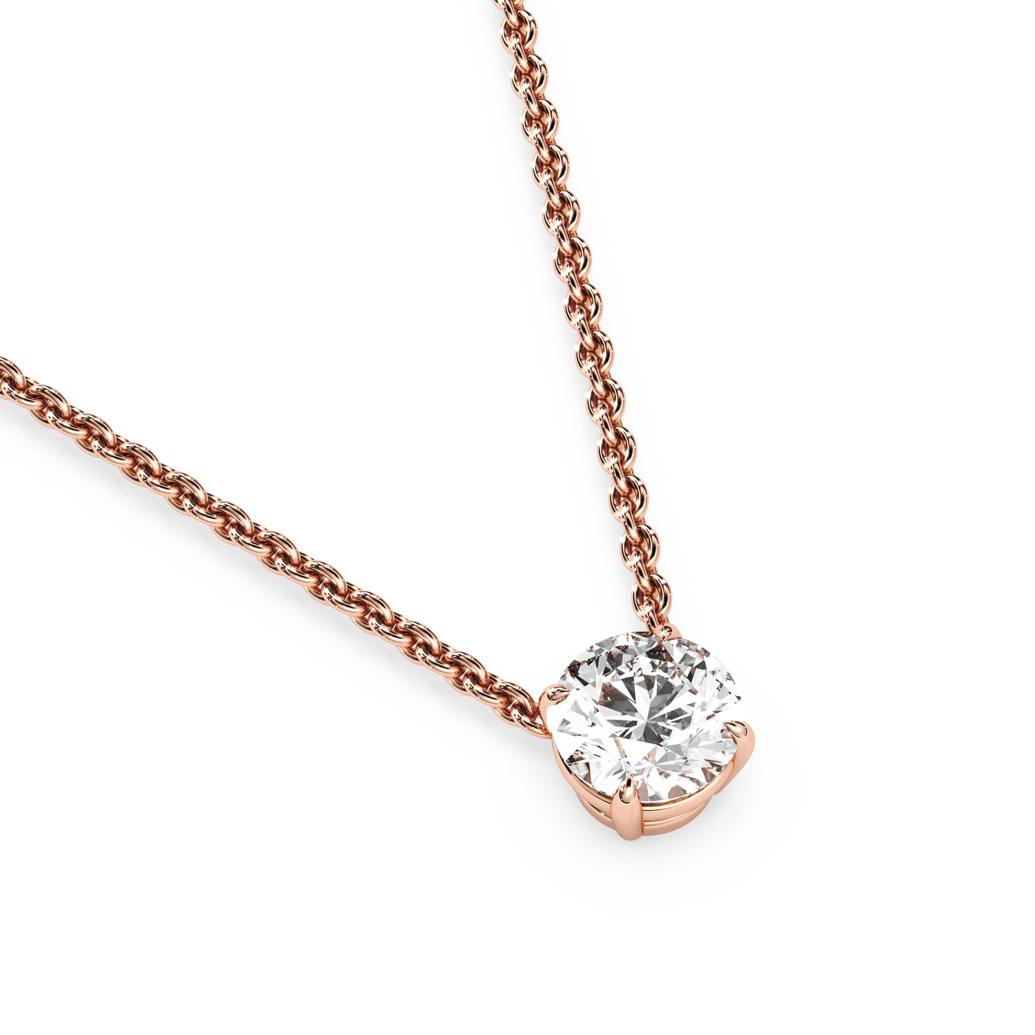 Solitaire Round Diamond Pendant (16 Inch / 0.75 TCW)