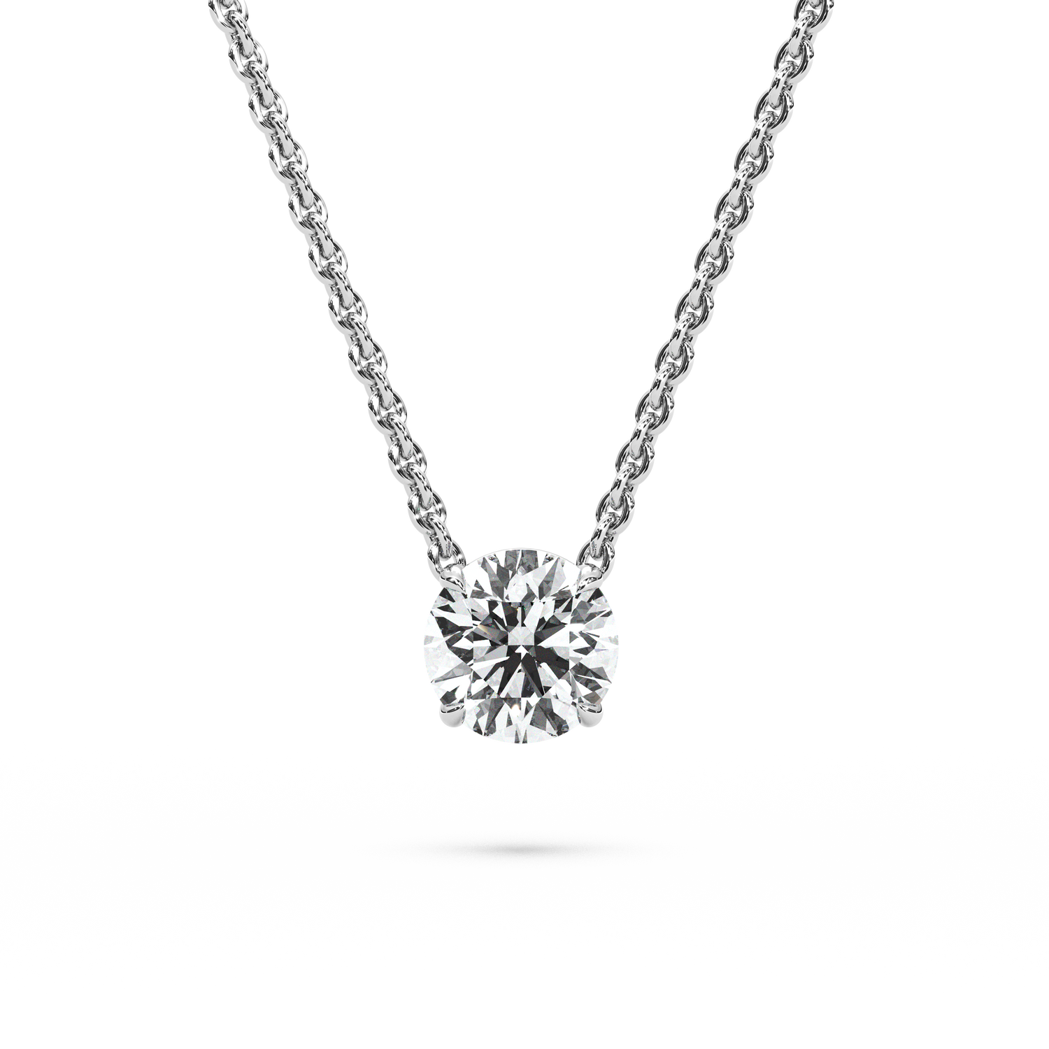 Solitaire Round Diamond Pendant (18 Inch / 1 TCW)