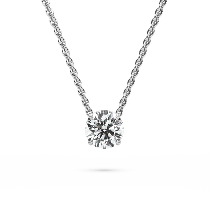 Solitaire Round Diamond Pendant (18 Inch / 1 TCW)