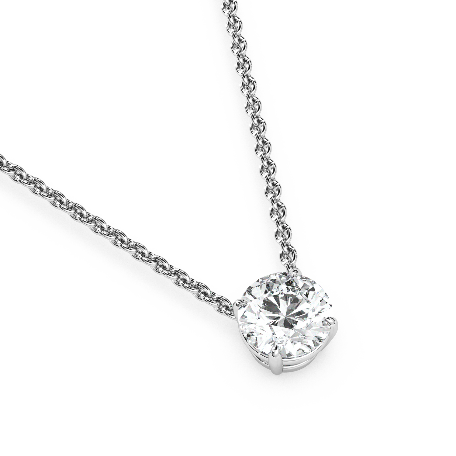 Solitaire Round Diamond Pendant (18 Inch / 1 TCW)