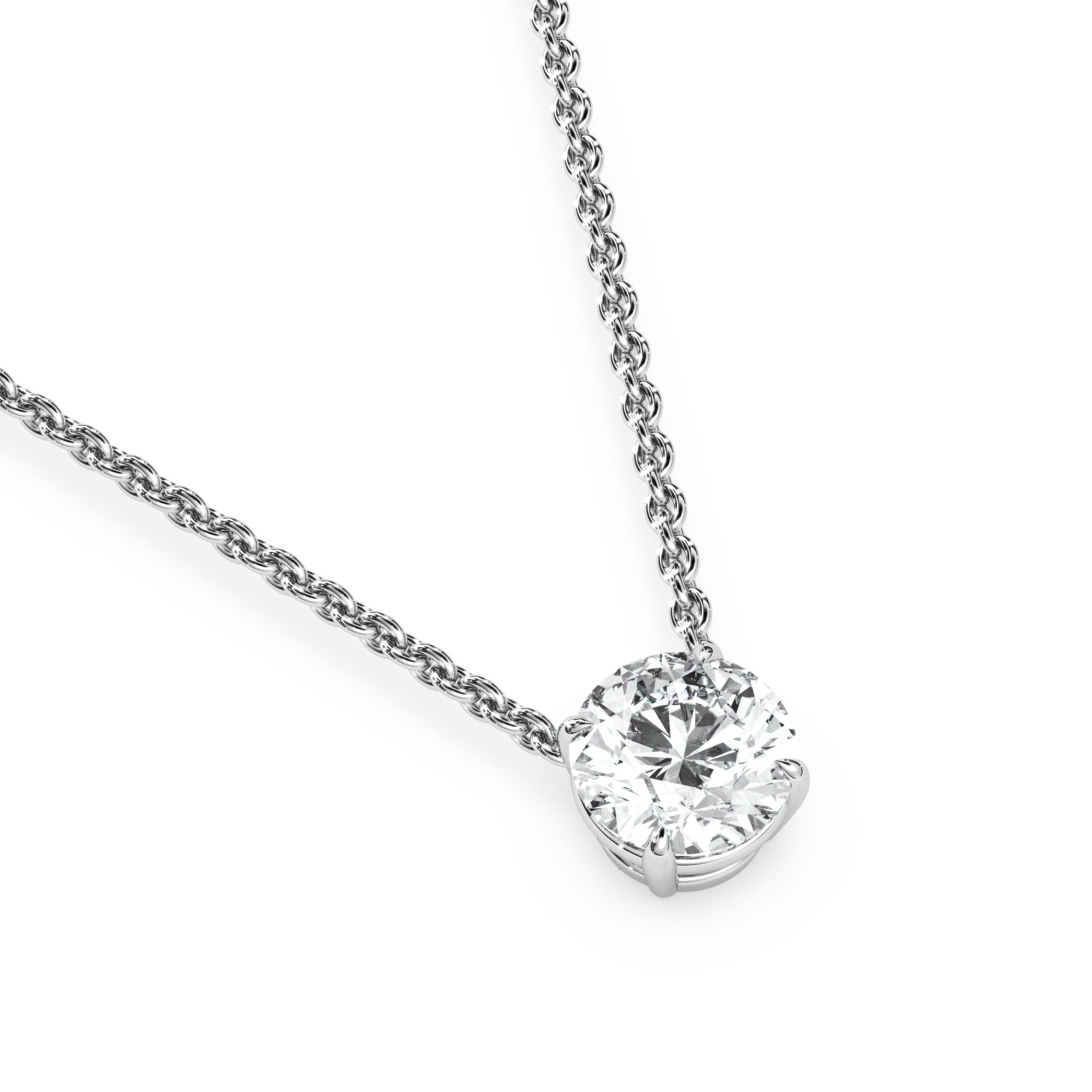 Solitaire Round Diamond Pendant (18 Inch / 1 TCW)