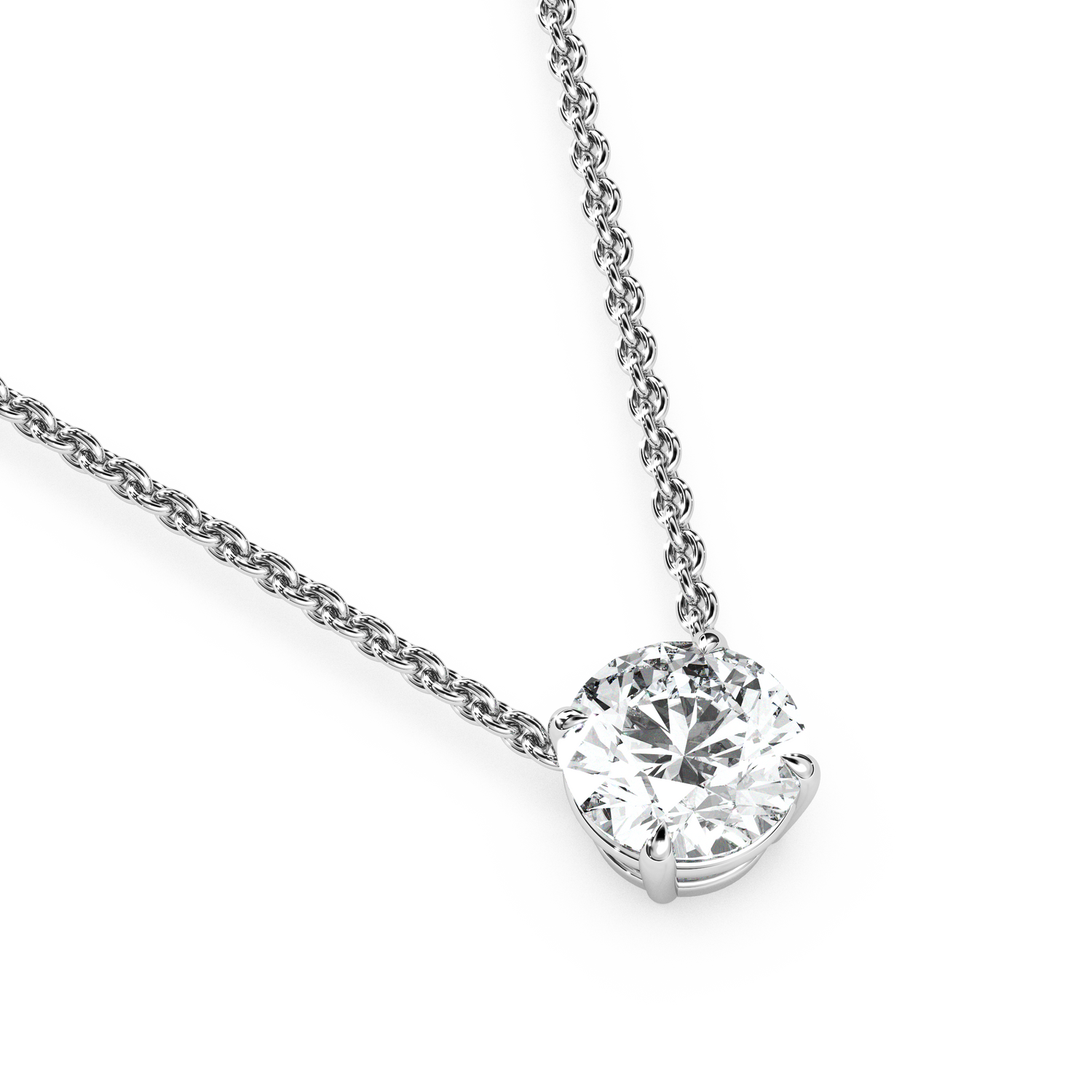 Solitaire Round Diamond Pendant (16 Inch / 1.25 TCW)