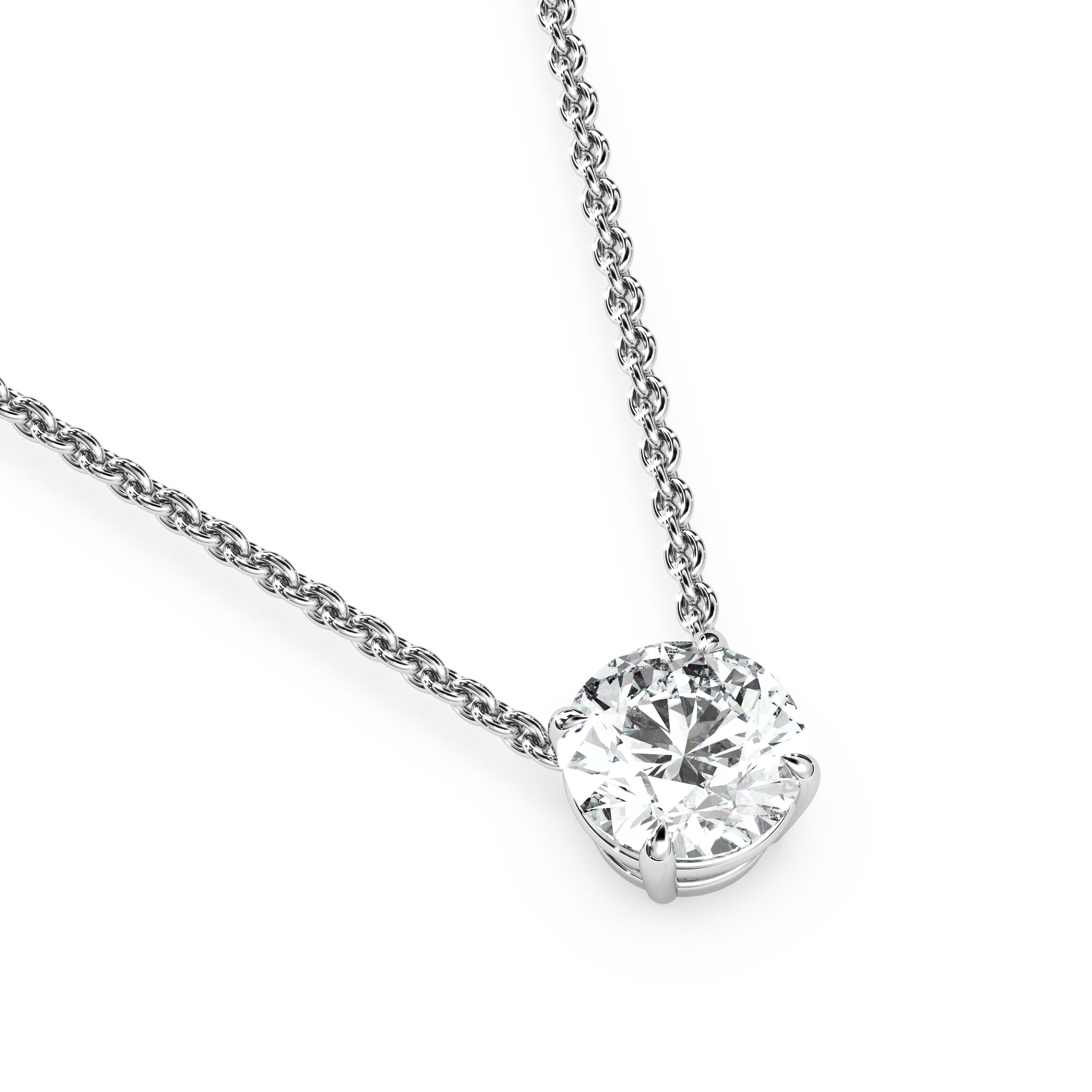 Solitaire Round Diamond Pendant (16 Inch / 1.25 TCW)