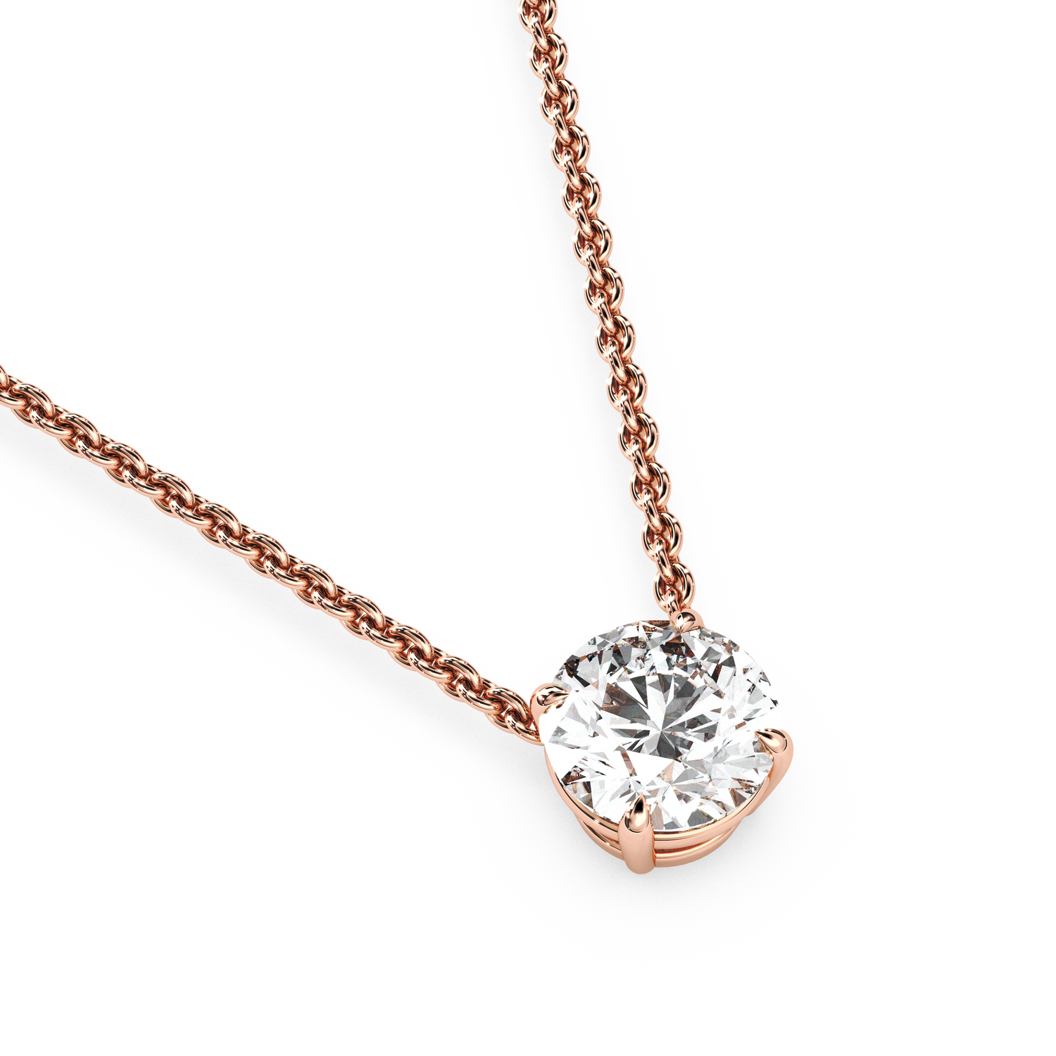 Solitaire Round Diamond Pendant (16 Inch / 1.25 TCW)