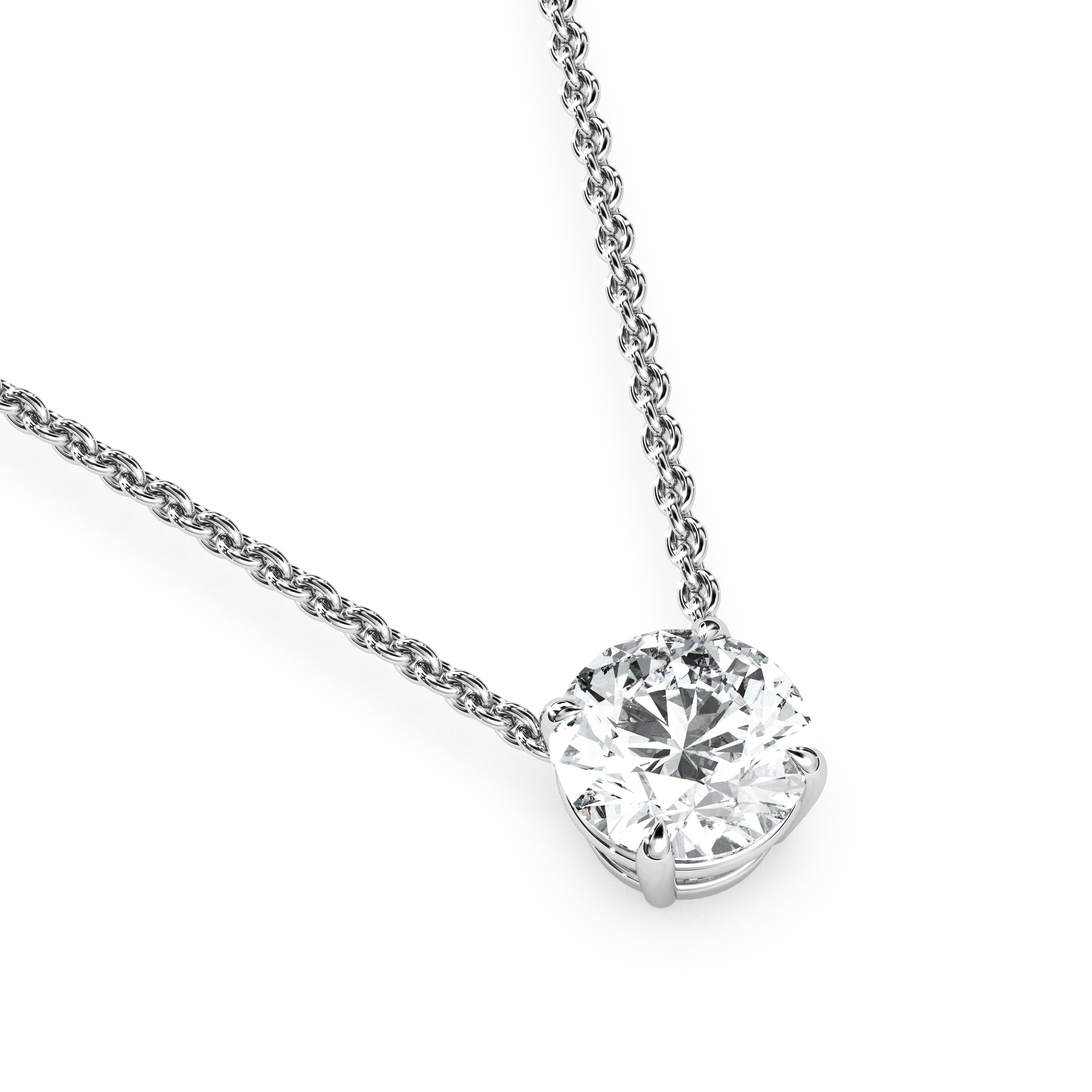 Solitaire Round Diamond Pendant (18 Inch / 1.5 TCW)