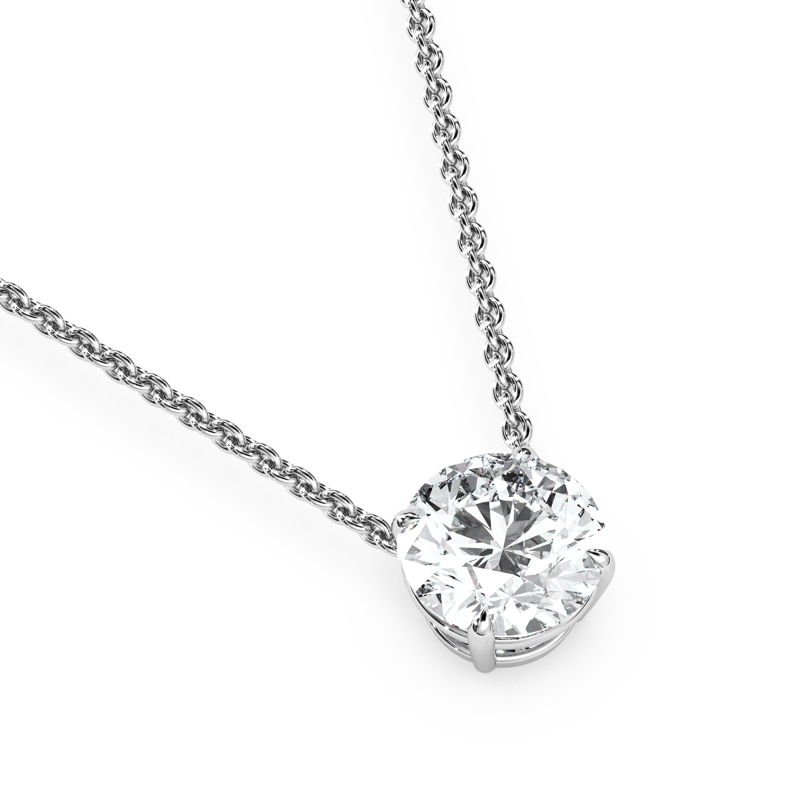 Solitaire Round Diamond Pendant (16 Inch / 2 TCW)