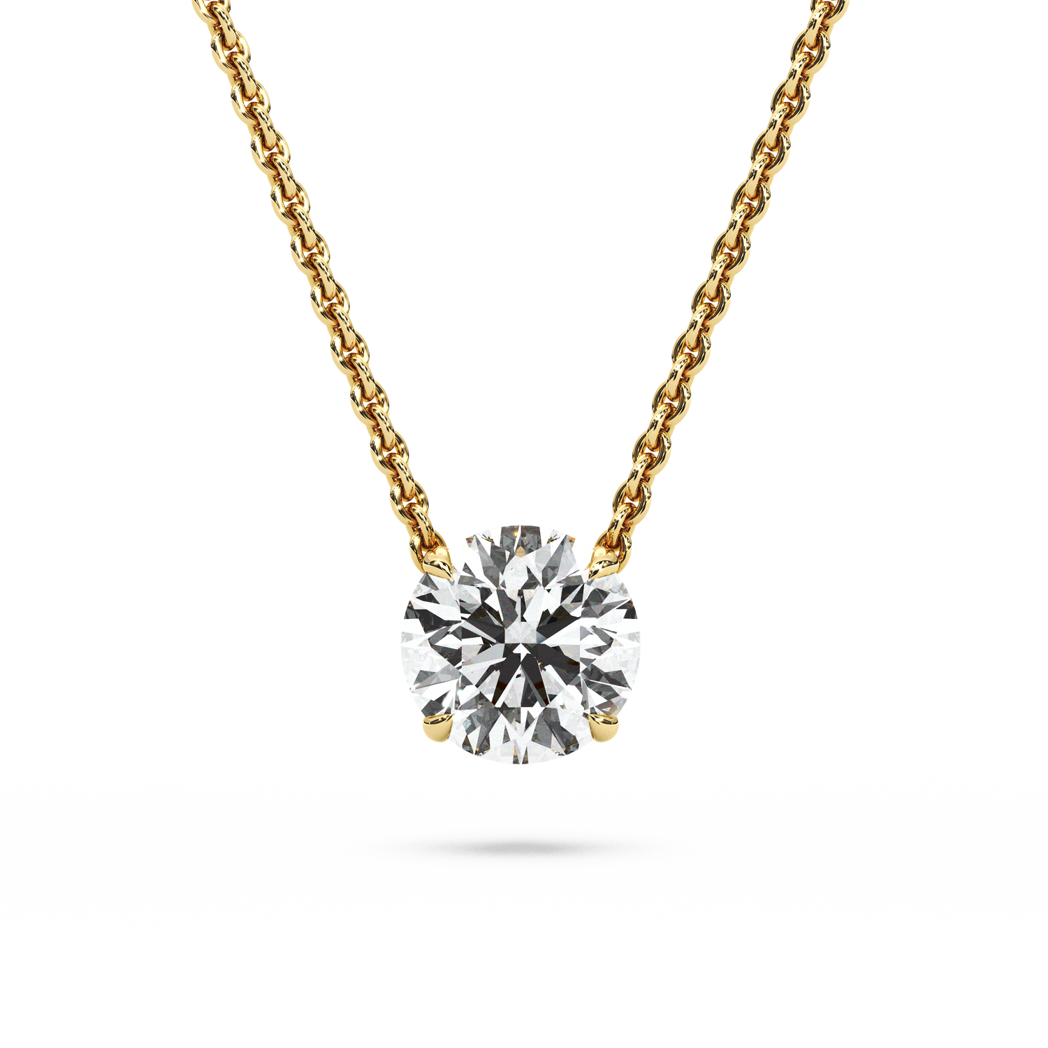 Solitaire Round Diamond Pendant (16 Inch / 2 TCW)