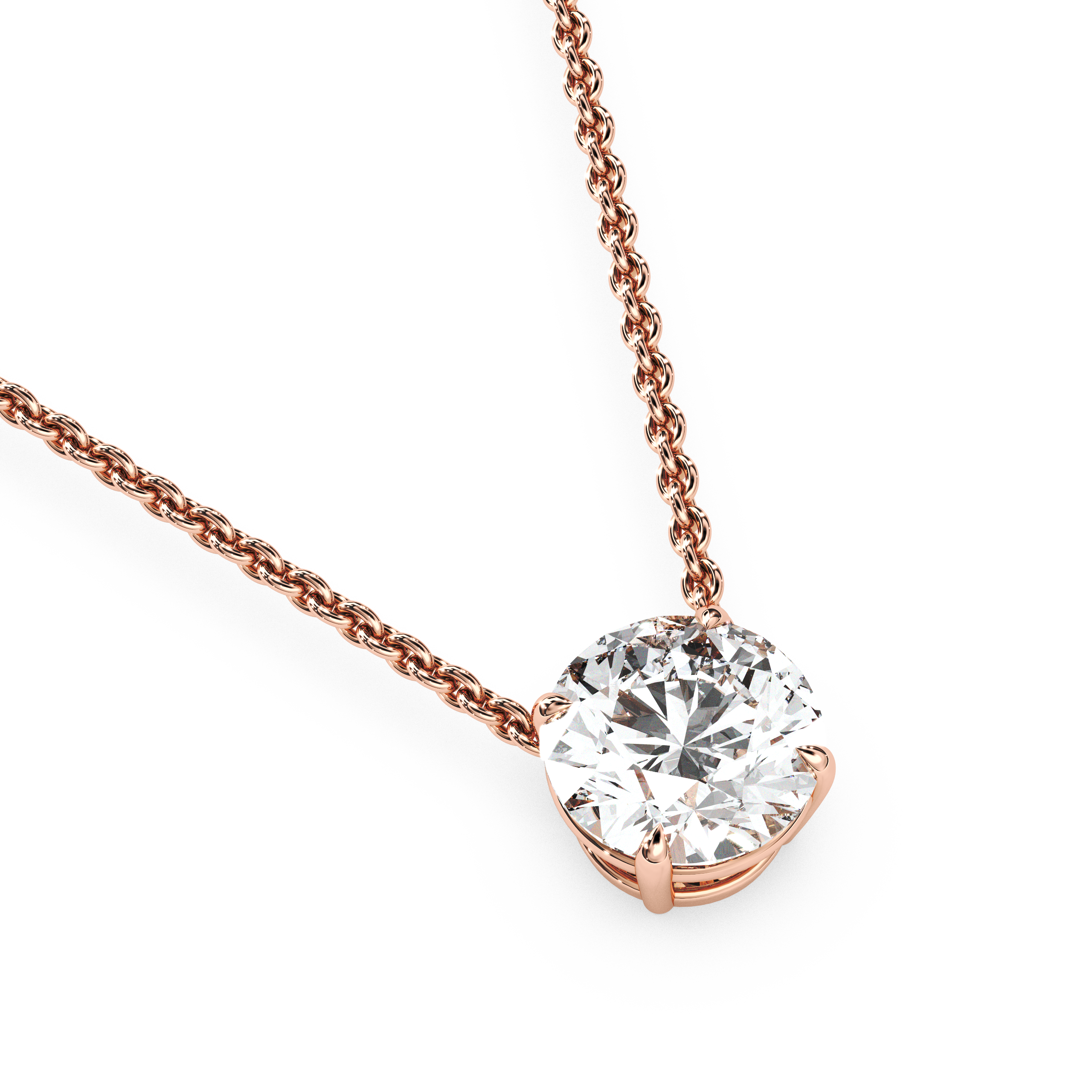 Solitaire Round Diamond Pendant (16 Inch / 2 TCW)