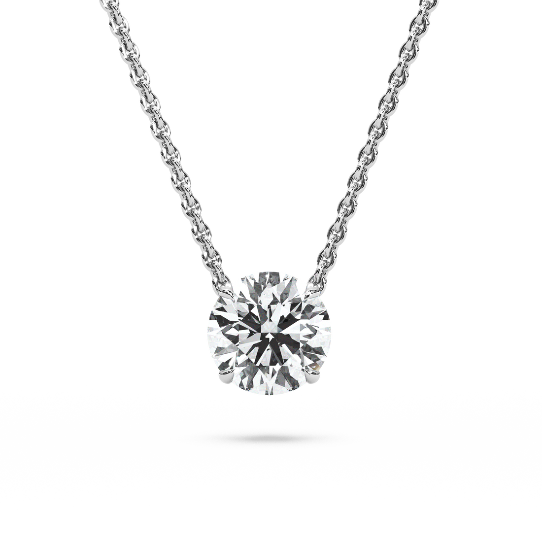 Solitaire Round Diamond Pendant (18 Inch / 2 TCW)