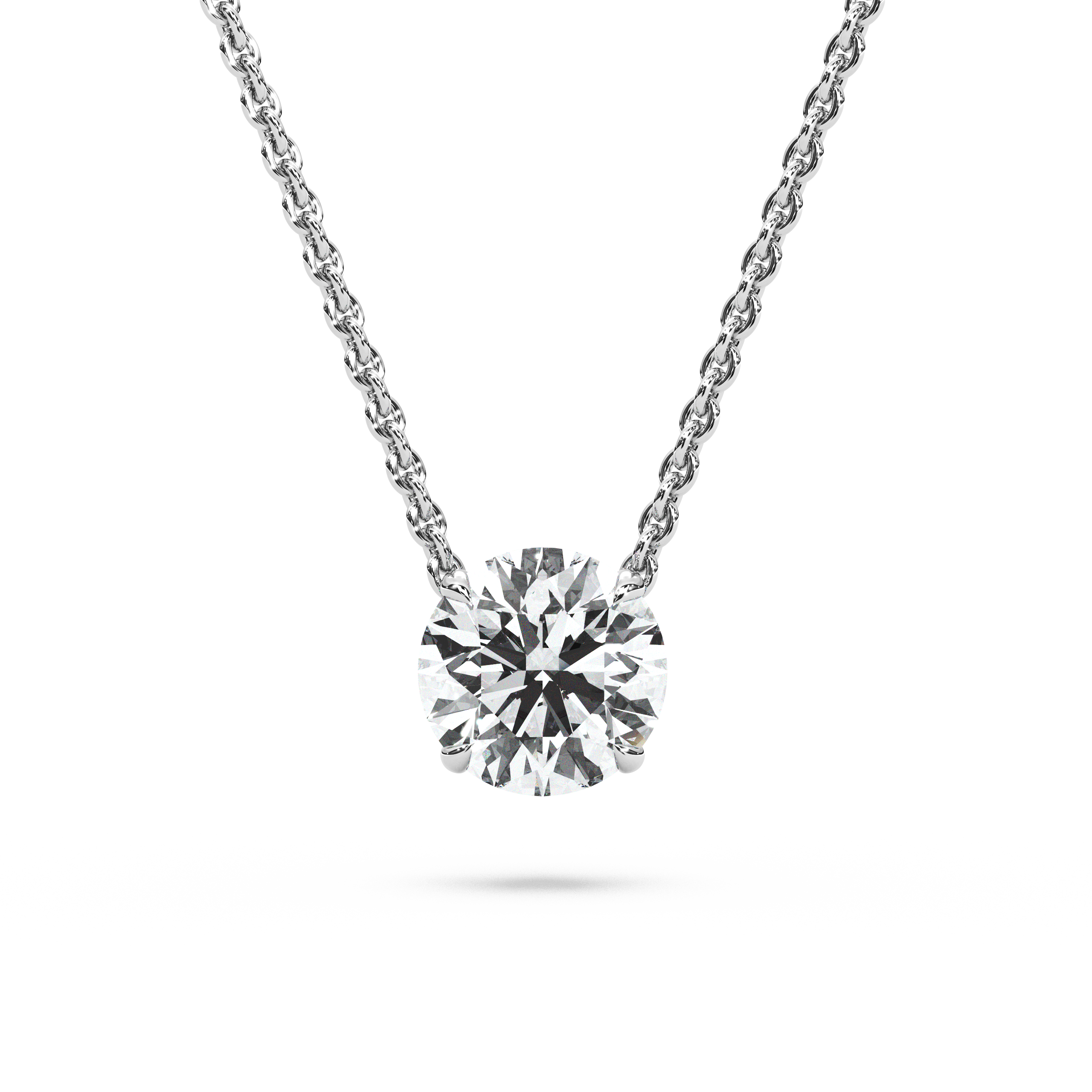 Solitaire Round Diamond Pendant (18 Inch / 2 TCW)