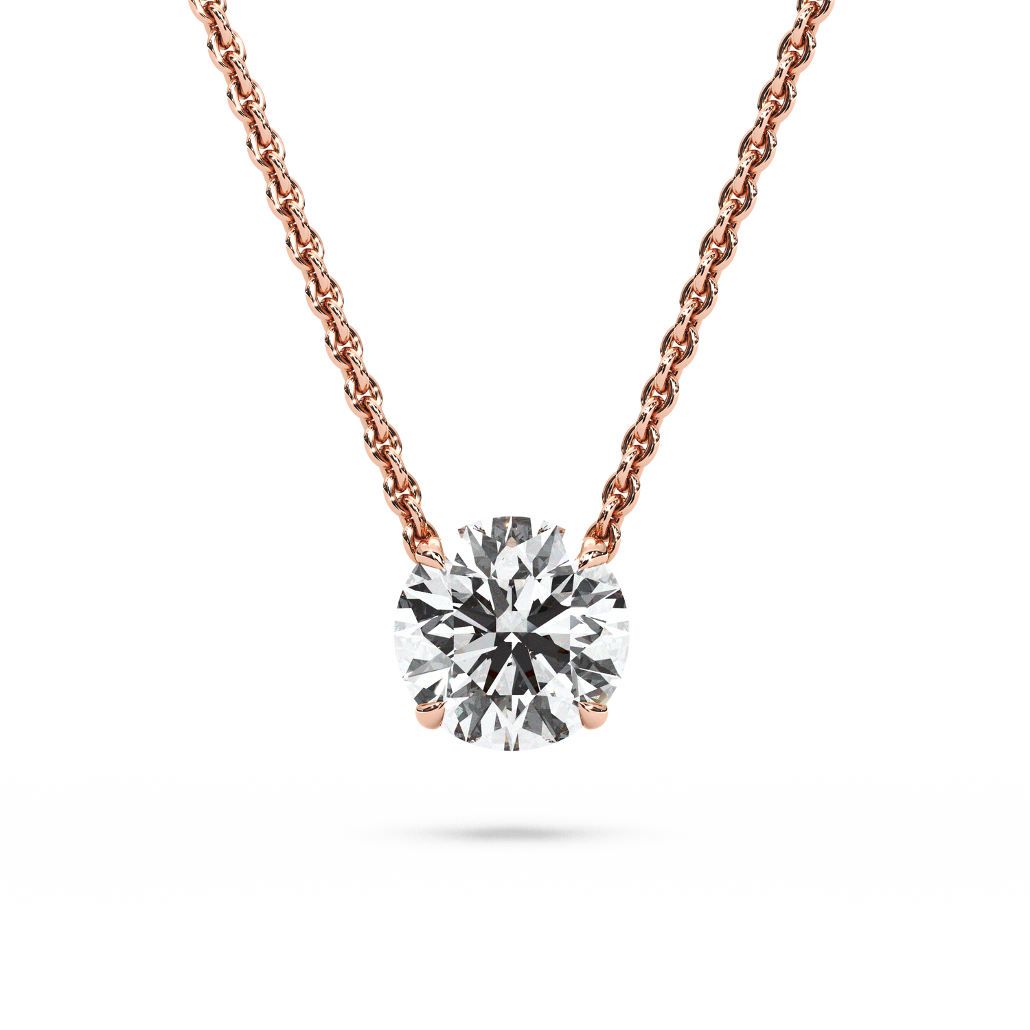 Solitaire Round Diamond Pendant (16 Inch / 2 TCW)