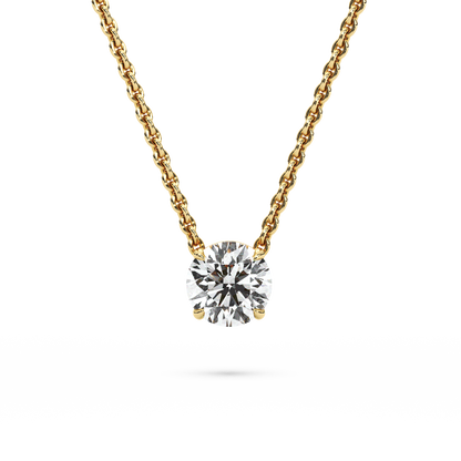 Solitaire Round Diamond Pendant (18 Inch / 1 TCW)