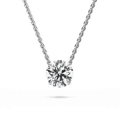 Solitaire Round Diamond Pendant (16 Inch / 2 TCW)