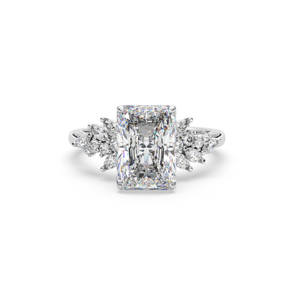 Double Hidden Halo Side Cluster Engagement Ring