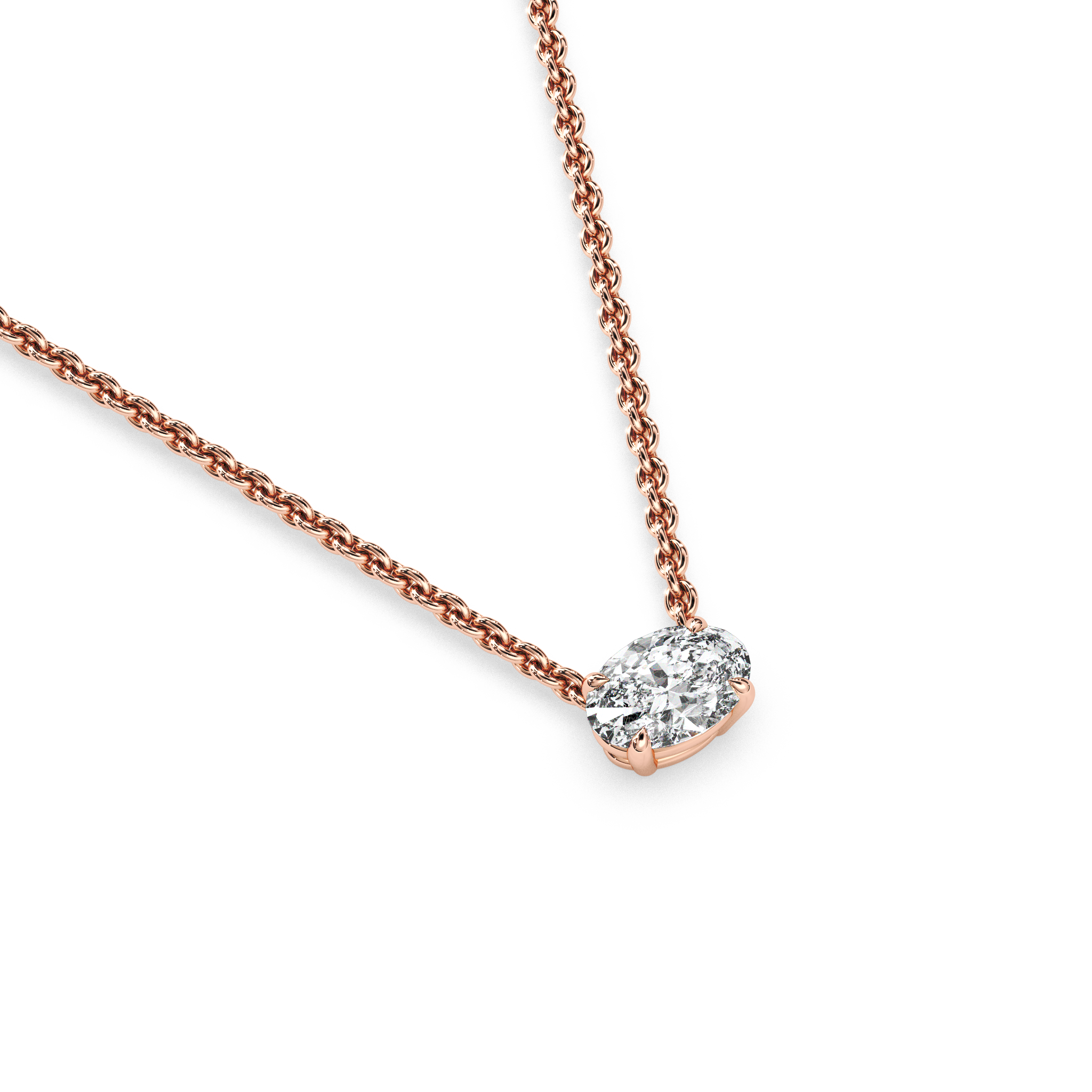 Solitaire Oval Diamond Pendant (16 Inch / 0.5 TCW)