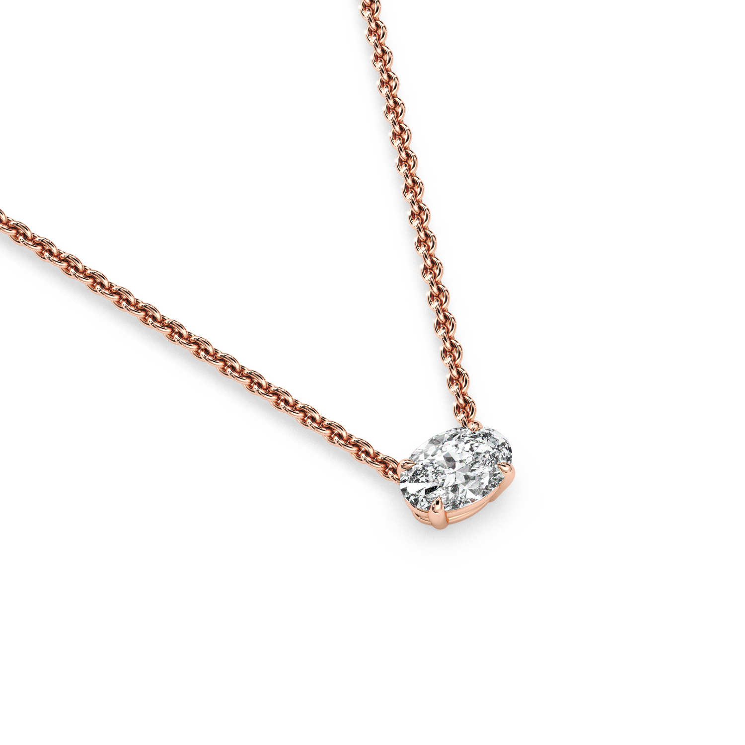 Solitaire Oval Diamond Pendant (18 Inch / 0.5 TCW)