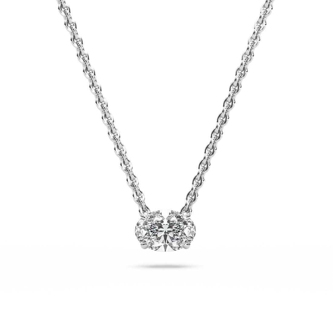 Solitaire Oval Diamond Pendant (16 Inch / 0.5 TCW)