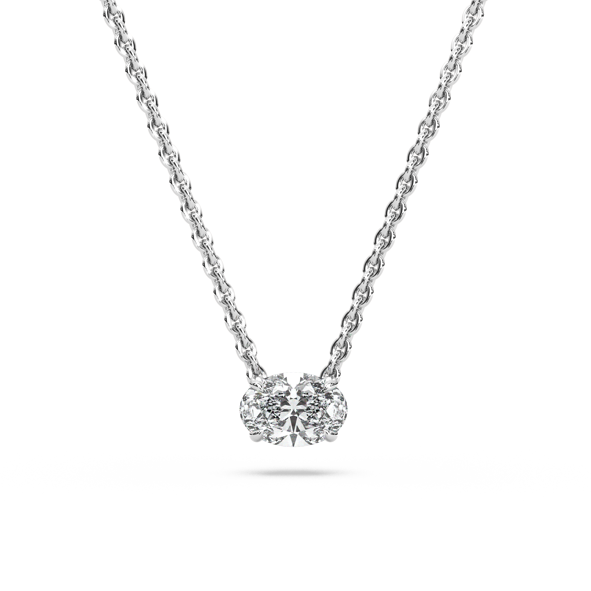 Solitaire Oval Diamond Pendant (16 Inch / 0.5 TCW)