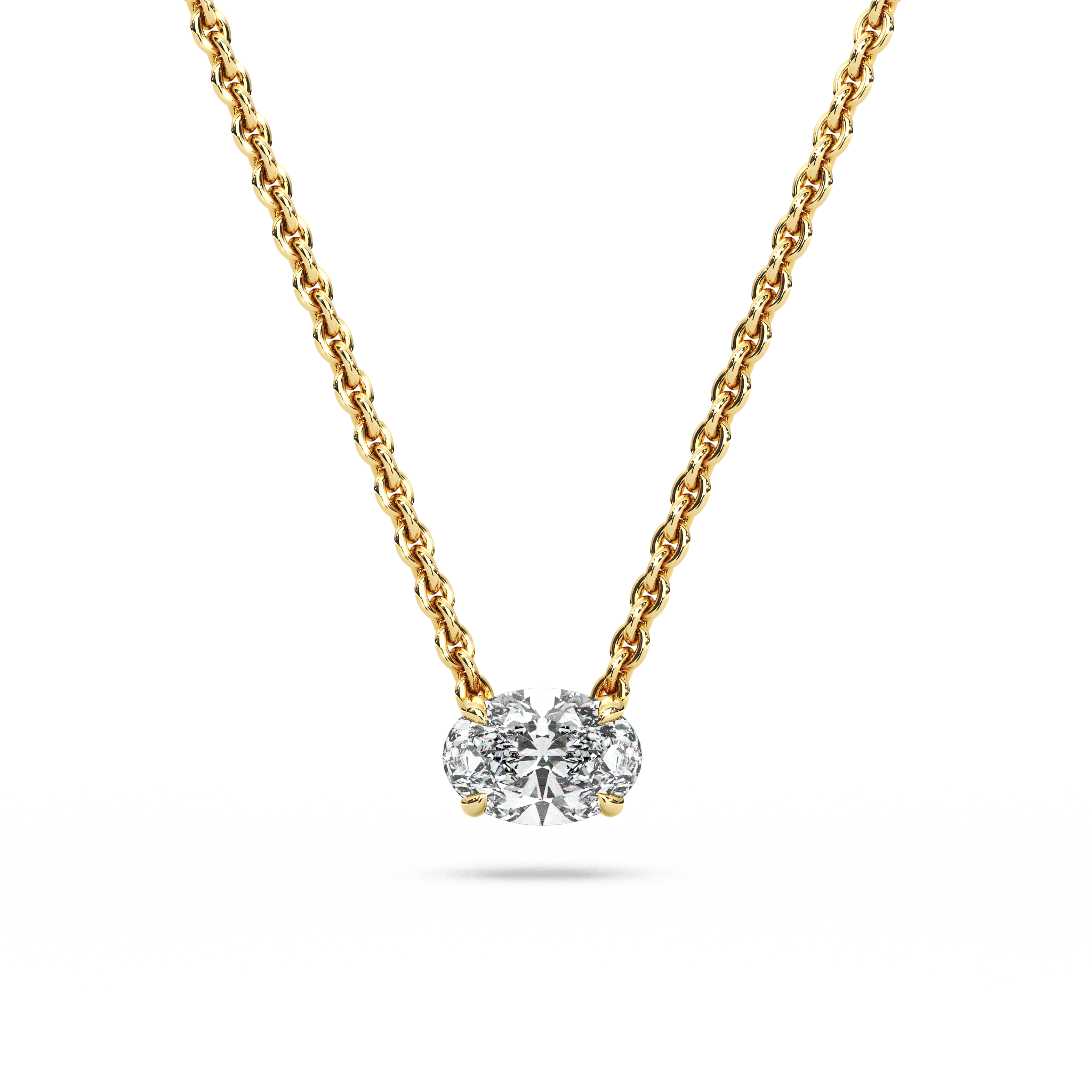 Solitaire Oval Diamond Pendant (18 Inch / 0.5 TCW)