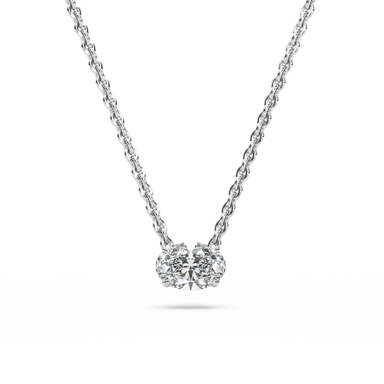 Solitaire Oval Diamond Pendant (16 Inch / 0.5 TCW)